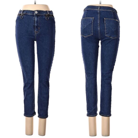 Vintage Y2K Hudson Jeans Cropped Denim Pants O-Ring Preppy Size 25 - Picture 1 of 7